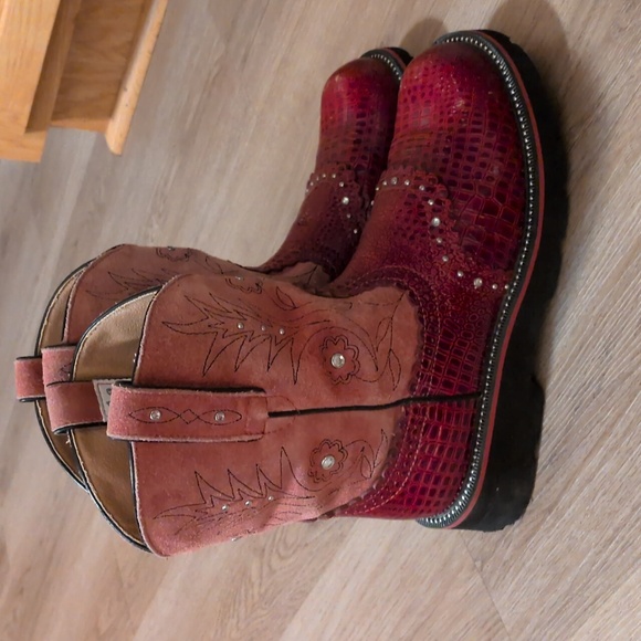 Ariat Shoes - Ariat Fatbaby Gembaby Heritage Western Red Rhinestone Studded Cowboy Boots 10B